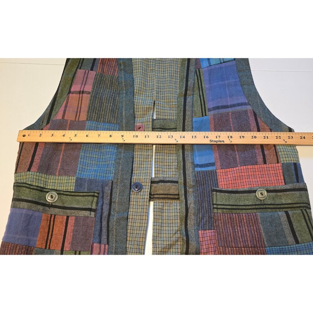 Vintage Winter Sun Vest Womens Medium Multicolor Patchwork Bohemian Lagenlook - Picture 6 of 7